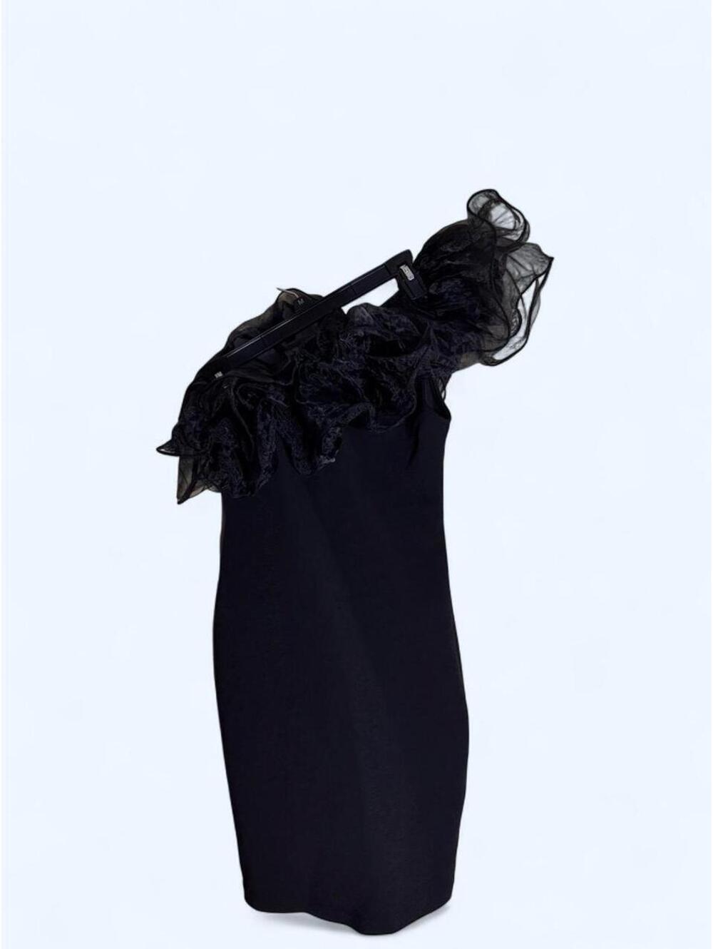 Black Zara one shoulder ruffle top